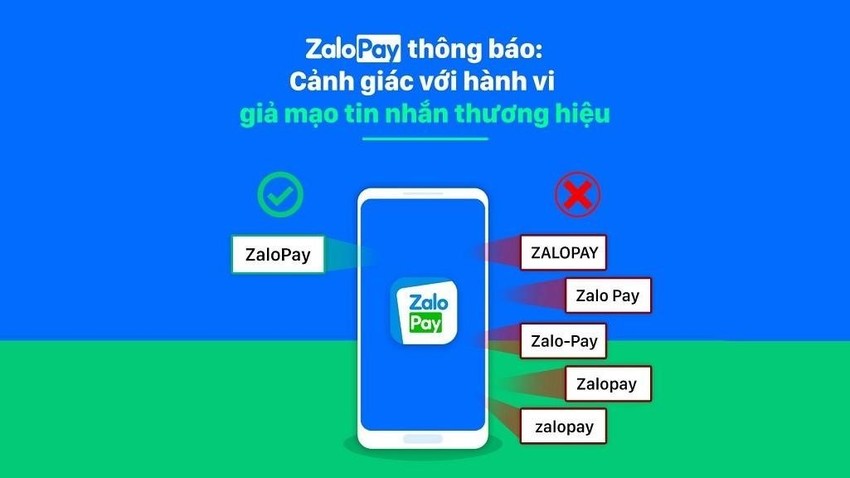 Cách viết tên đúng của thương hiệu ZaloPay: các kí tự viết liền, viết hoa chữ "Z" và chữ "P"