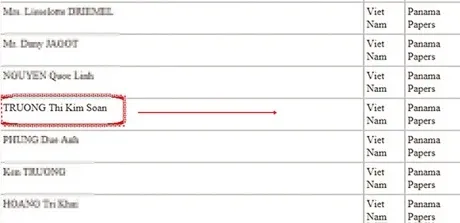 Tại thời điểm bị bắt Trương Thị Kim Soan là 1/189 người Việt Nam có tên trong hồ sơ panama. Ảnh: PLO