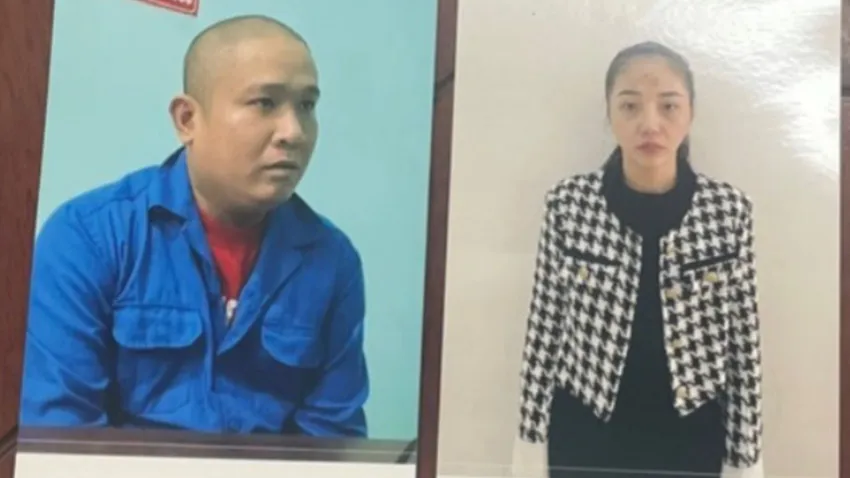 Mai Anh Tuấn (có tên gọi khác chó Hạm) và Nguyễn Thị Lan (26 tuổi), trú tại phường Tứ Hạ Hương Trà - hai người cầm đầu đường dây. Ảnh: TH Bắt đường dây vận chuyển ma túy, thu giữ súng và hàng chục ngàn viên ma túy