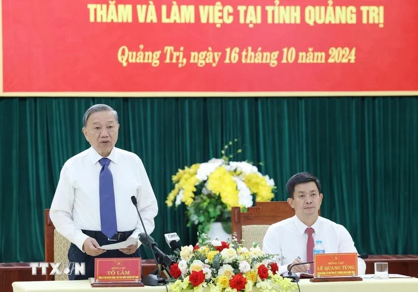 Tổng Bí thư, Chủ tịch nước Tô Lâm phát biểu kết luận tại buổi làm việc. Ảnh: TTXVN