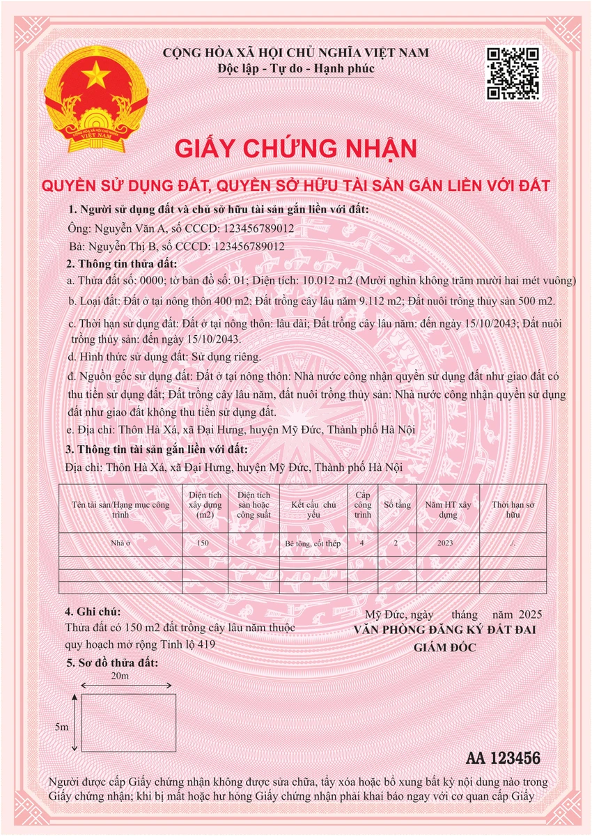 Trang 1 sổ hồng mẫu mới