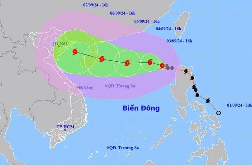 Dự báo đường đi của bão số 3