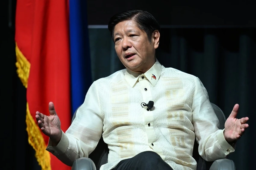 Tổng thống Philippines Ferdinand Marcos Jr phát biểu tại một diễn đàn của Viện Lowy (Úc) hôm 4-3. Ảnh: EPA-EFE Philippines sẽ hợp tác Trung Quốc trong đàm phán Biển Đông