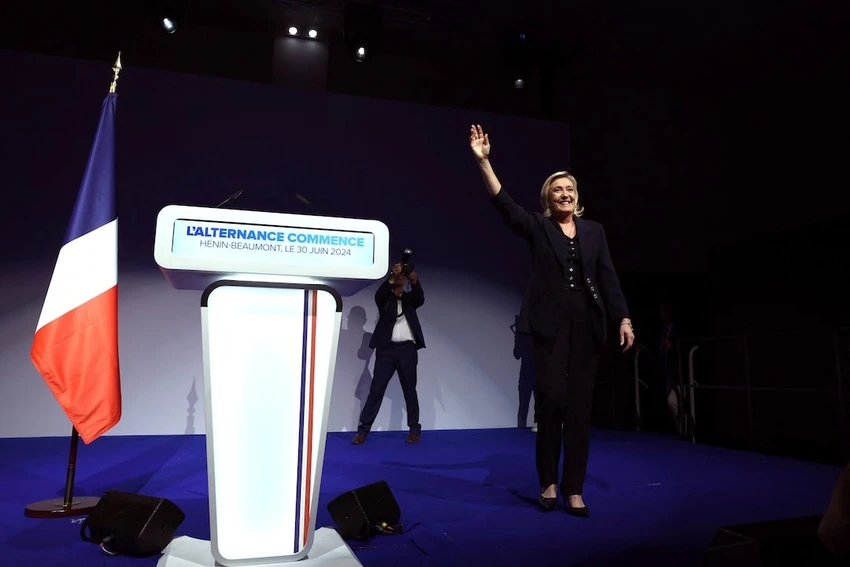 Bà Marine Le Pen của đảng cực hữu Tập hợp Quốc gia. Ảnh: REUTERS 23BSCRDD6BOATGG5ULVTY222RI.jpg