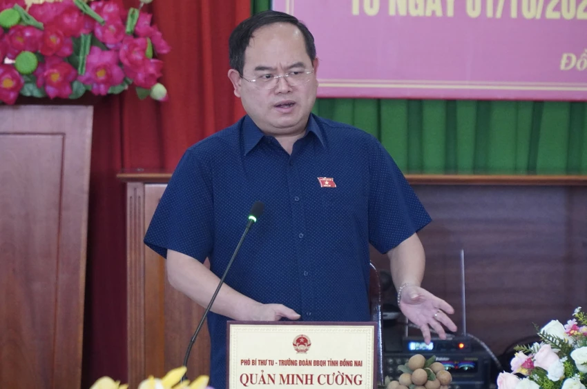 Phó Bí thư Tỉnh ủy - Trưởng đoàn ĐBQH tỉnh Đồng Nai Quản Minh Cường yêu cầu vụ việc THA đừng cất trong tủ, để người dân phải mong mỏi chờ đợi. Ảnh: VŨ HỘI Thi hành án 4.jpg
