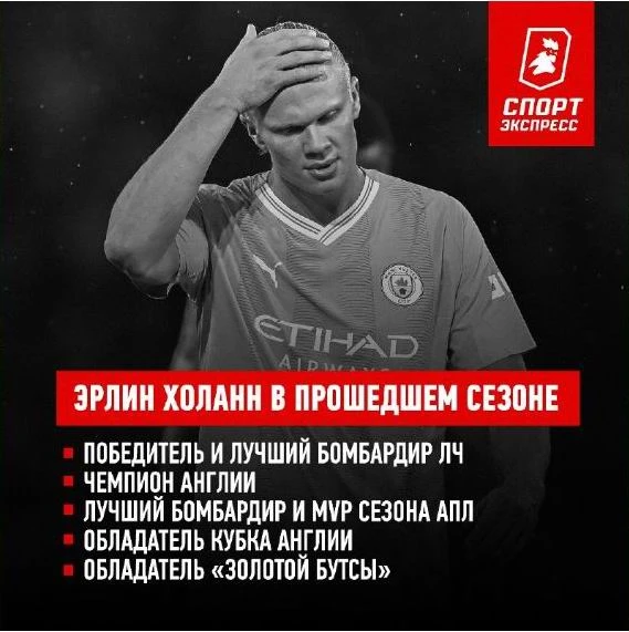 Haaland có cú ăn ba cùng Man. City trong đó là vua dội bom hai giải ngoại hạng Anh và Champions League. Ảnh: S.E Erling.jpg