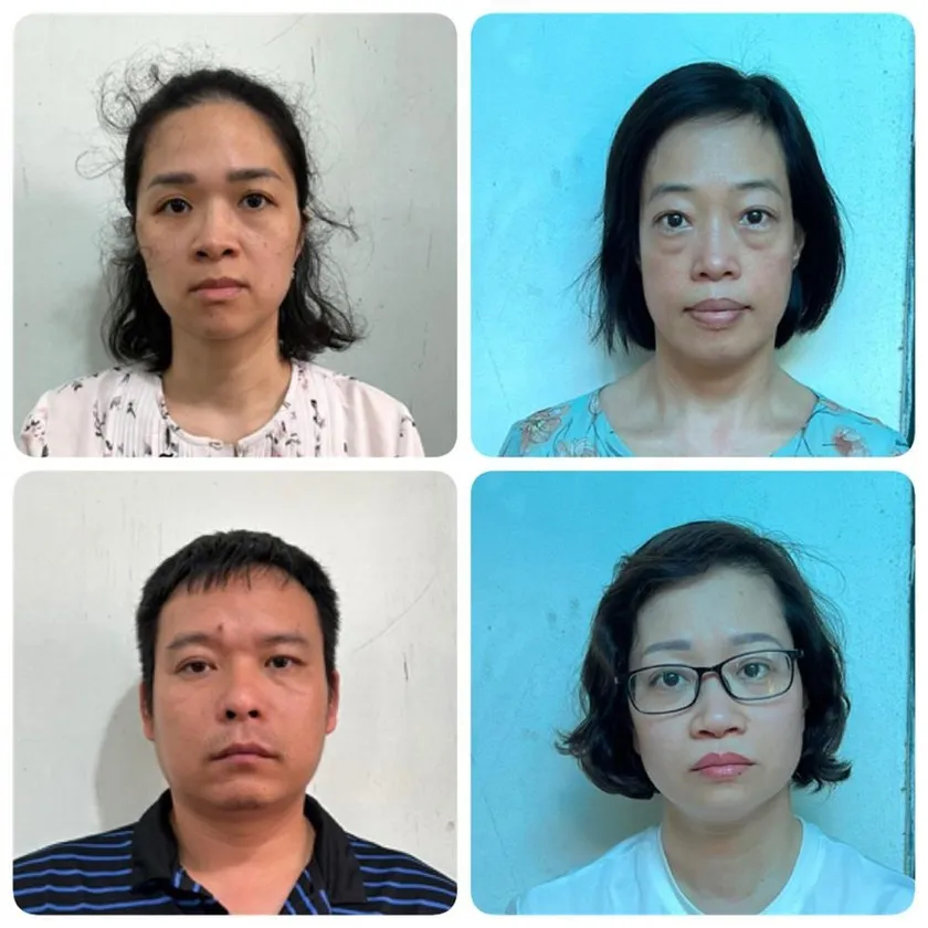 Một số bị can trong vụ án. Ảnh: BCA Nguyễn Đăng Thuyết mua bán hóa đơn Thành An.jpeg