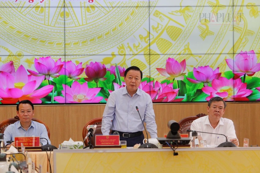 Phó Thủ tướng Trần Hồng Hà chủ trì cuộc họp với các tỉnh, thành vùng ĐBSCL về sản xuất, thị trường lúa gạo ngày 7-3. Ảnh: NHẪN NAM Phó Thủ tướng Trần Hồng Hà