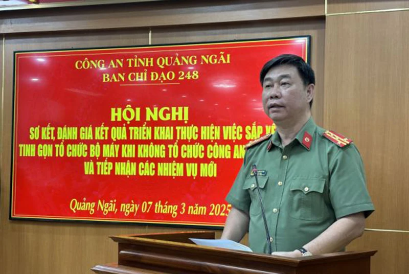 Đại tá Phan Công Bình, Giám đốc Công an tỉnh Quảng Ngãi phát biểu tại Hội nghị. cong-an-tinh-quang-ngai.jpg