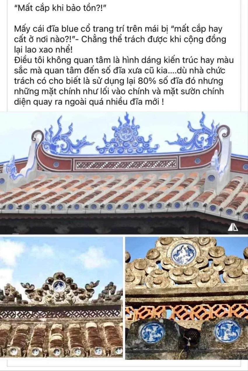 Lãnh đạo TP Hội An khẳng định hình ảnh này là xuyên tạc, vu khống. Ảnh: Facebook trùng tu chùa Cầu