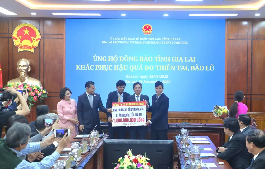 Công ty Cổ phần Arque Degi hỗ trợ tỉnh Gia Lai 1 tỉ đồng để khắc phục hậu quả đợt bão lũ. 1000037977.jpg