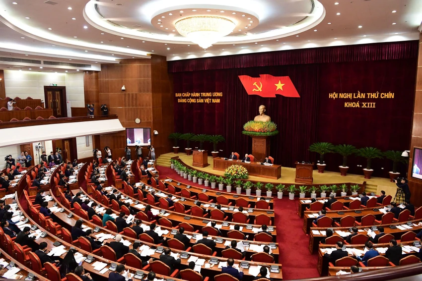 Hội nghị lần thứ chín Ban Chấp hành Trung ương Đảng khóa XIII đã hoàn thành toàn bộ nội dung, chương trình đề ra và bế mạc sáng 18-5. Ảnh: TTXVN hoi-nghi-trung-uong-9.jpeg