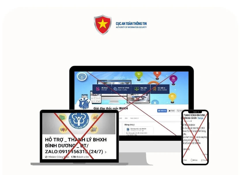 Một số đối tượng đã giả danh là người của cơ quan BHXH Việt Nam nhằm lừa đảo, chiếm đoạt tài sản. Ảnh: Cục ATTT. cuc-an-toan-thong-tin-dua-ra-5-chieu-lua-dao-moi-dip-le-30-4-va-1-5-4.jpg