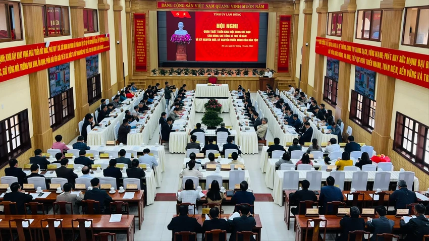 Hội nghị quán triệt, triển khai nội dung chỉ đạo của Tổng Bí thư Tô Lâm. Tỉnh Lâm Đồng quán triệt nội dung bài giảng của Tổng Bí thư Tô Lâm