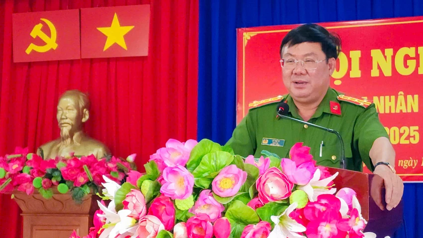 Đại tá Lê Thế Tý, Giám thị Trại Giam Kênh 7 cho biết đơn vị sẽ tiếp tục nâng cao chất lượng các hoạt động giáo dục, cải tạo để phạm nhân có môi trường sinh hoạt lành mạnh, giúp họ sửa chữa lỗi lầm. Ảnh: VĂN VŨ trai-giam-kenh-7-hoi-nghi-pham-nhan-2025-1.jpg