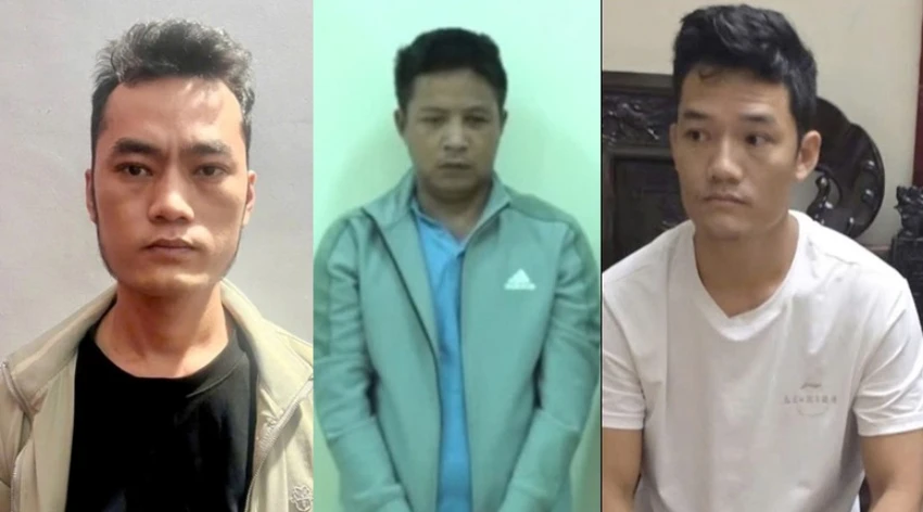 Niệm, Giáo, Khởi bị bắt giữ. Ảnh: CA. cong-an-bat-877.jpg