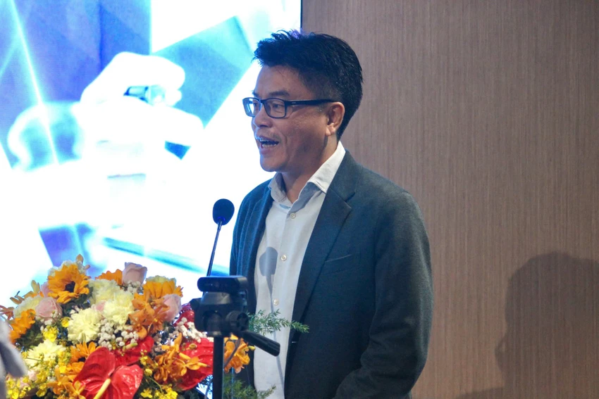 PGS-TS Phạm Khánh Nam (Hiệu trưởng Trường Kinh tế, Luật và Quản lý nhà nước, Đại học Kinh tế TP.HCM) phát biểu khai mạc hội thảo. Ảnh: YC yeu-to-hinh-su-Nam.jpg