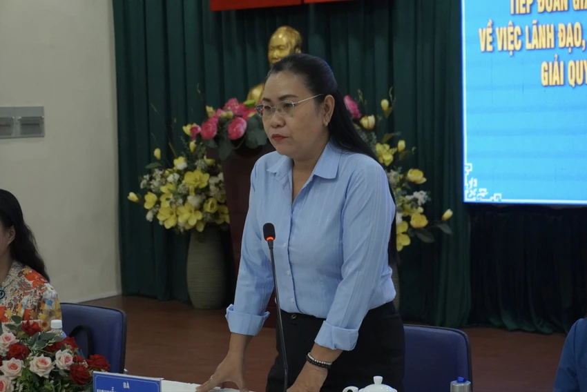 Phó Chủ tịch Ủy ban MTTQ Việt Nam TP.HCM Nguyễn Thị Kim Thúy phát biểu kết luận. Ảnh: NHẬT TRUNG Luật sư Trương Thị Hoà