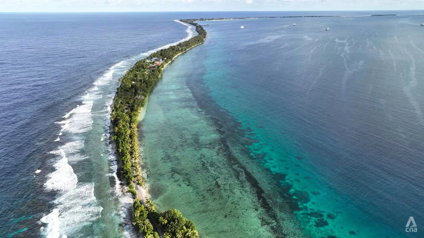 Tuvalu nhìn từ trên cao. Ảnh: CNA Nước biển dâng