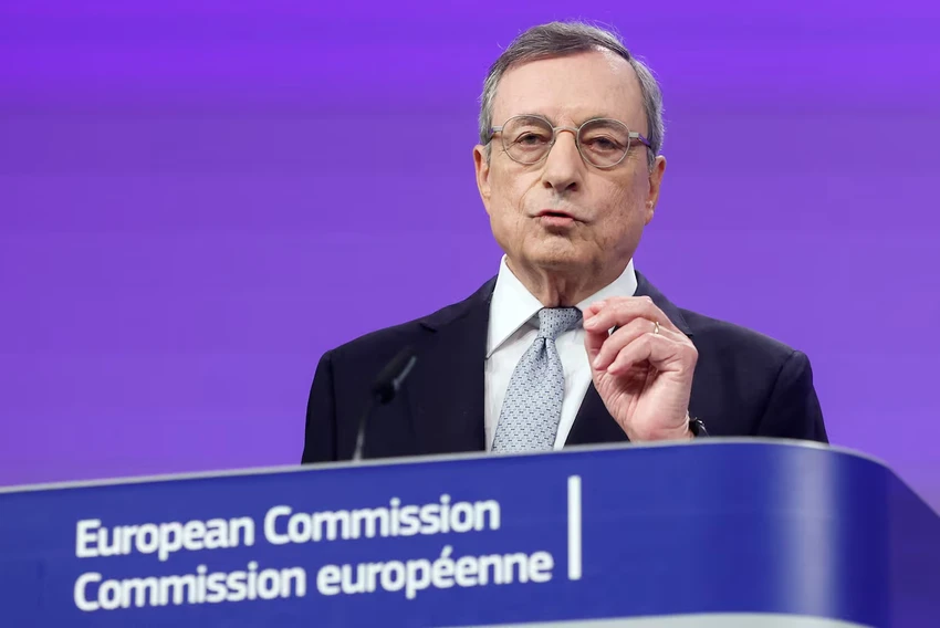 Cựu Thủ tướng Ý Mario Draghi tham dự cuộc họp về báo cáo kinh tế của ông tại Brussels (Bỉ) ngày 9-9. Ảnh: REUTERS Bản báo cáo kinh tế mới của cựu Thủ tướng Ý Mario Draghi