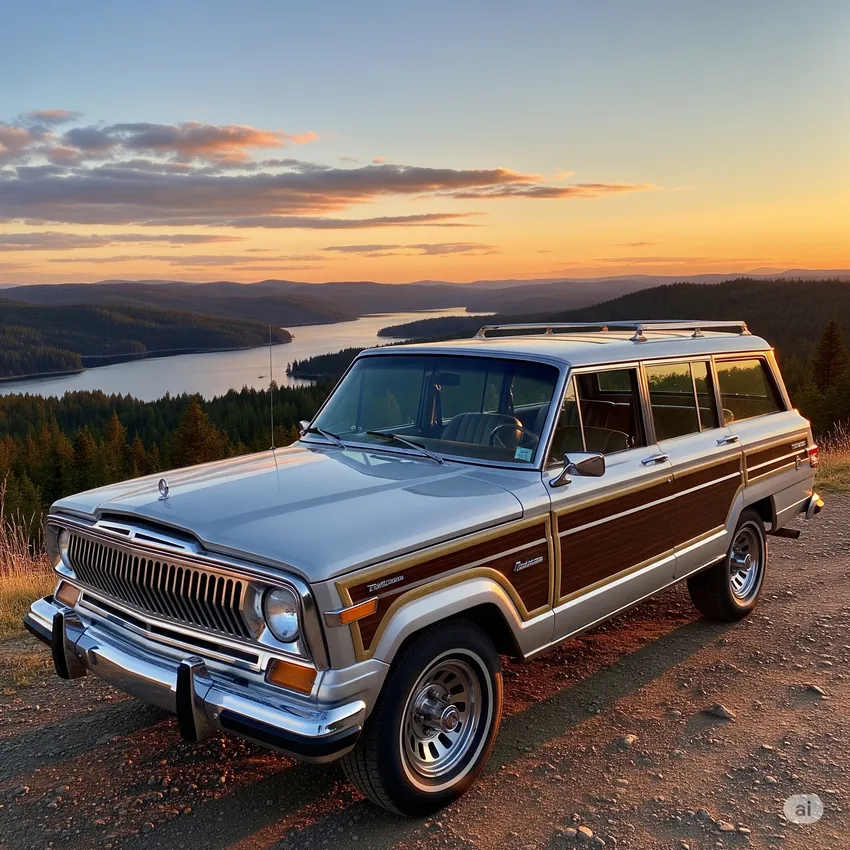 Jeep Wagoneer là một trong những thiết kế SUV tồn tại lâu nhất trong lịch sử. Ảnh: AI. Những 'tượng đài' bất tử: 8 mẫu xe vượt thời gian, thách thức mọi cuộc đua công nghệ.jpg