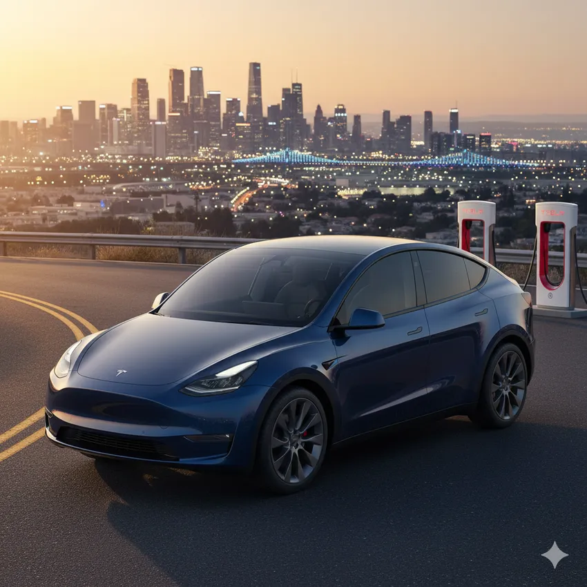Tesla model Y. Ảnh: AI. 5 mẫu xe gây tranh cãi dữ dội vẫn 'đạt doanh số khủng'.png