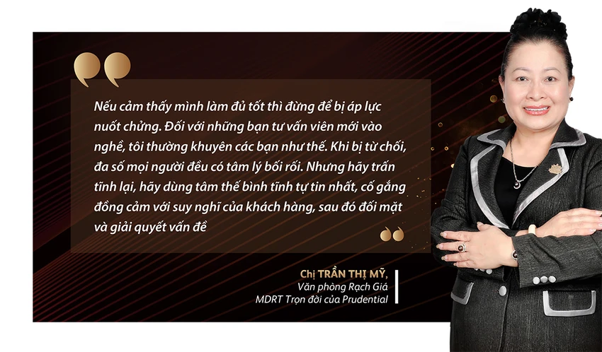 Chị Trần Thị Mỹ, VP Rạch Giá, một MDRT trọn đời của Prudential. ‘MDRT thế hệ dẫn dắt’ kiến tạo chương kế tiếp của tư vấn viên bảo hiểm