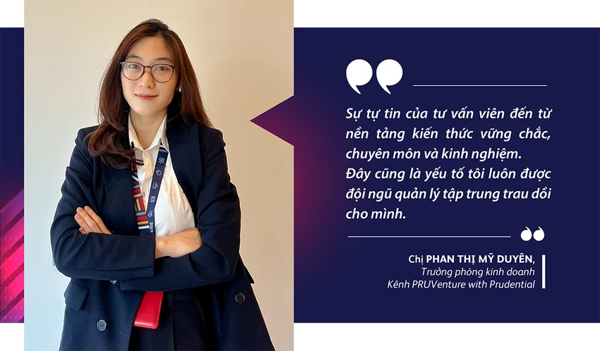 Chị Phạm Thị Mỹ Duyên, Trưởng phòng Kinh doanh kênh PRUVenture With Prudential. ‘MDRT thế hệ dẫn dắt’ kiến tạo chương kế tiếp của tư vấn viên bảo hiểm