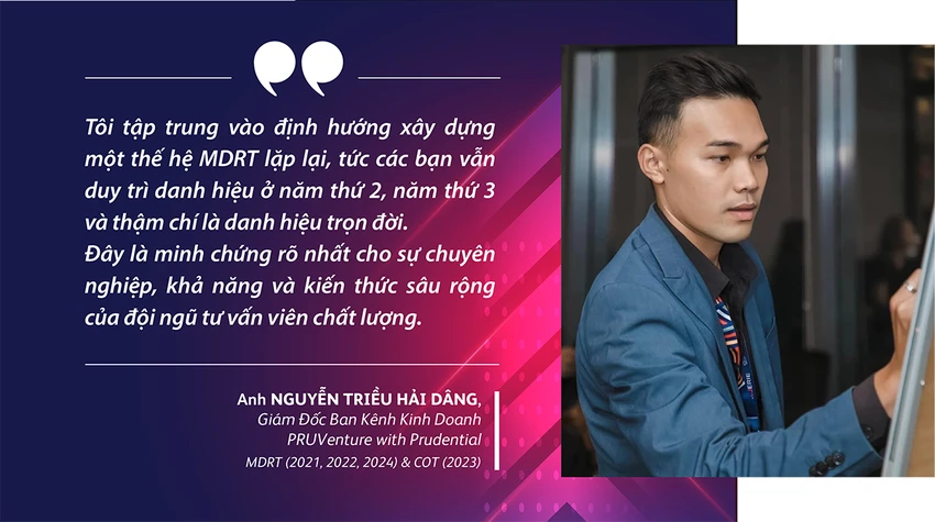 Anh Nguyễn Triều Hải Dâng, Giám đốc ban - kênh Kinh doanh PRUVenture With Prudential. ‘MDRT thế hệ dẫn dắt’ kiến tạo chương kế tiếp của tư vấn viên bảo hiểm
