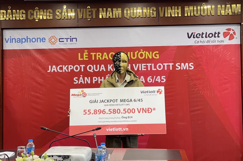 Anh Đ.H, chủ nhân thuê bao VinaPhone đã trúng xổ số Mega 6/45 với giá trị giải thưởng hơn 55,8 tỉ đồng. xổ số