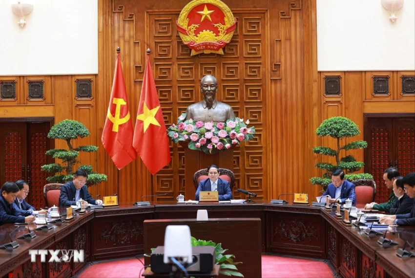 Thủ tướng Phạm Minh Chính chủ trì cuộc họp trực tuyến với địa phương về đẩy nhanh tiến độ Dự án cao tốc Châu Đốc- Cần Thơ- Sóc Trăng. Ảnh: Dương Giang/TTXVN. Thủ tướng Phạm Minh Chính chủ trì họp để tháo gỡ các khó khăn Dự án cao tốc Châu Đốc- Cần Thơ- Sóc Trăng.