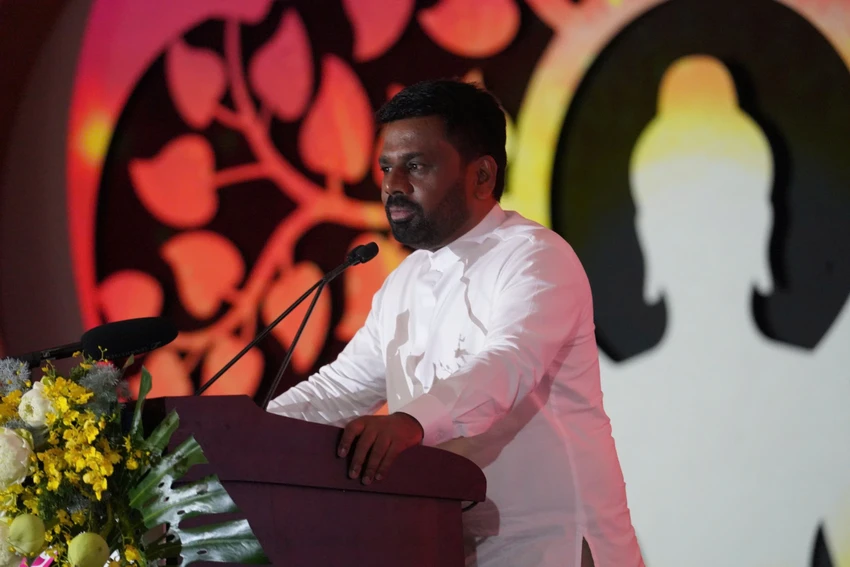 Tổng thống Sri Lanka - ông Anura Kumara Dissanayaka phát biểu tại lễ khai mạc Vesak 2025 sáng 6-5. Ảnh: BTC VESAK 2025 Tổng thống Sri Lanka - ông Anura Kumara Dissanayaka