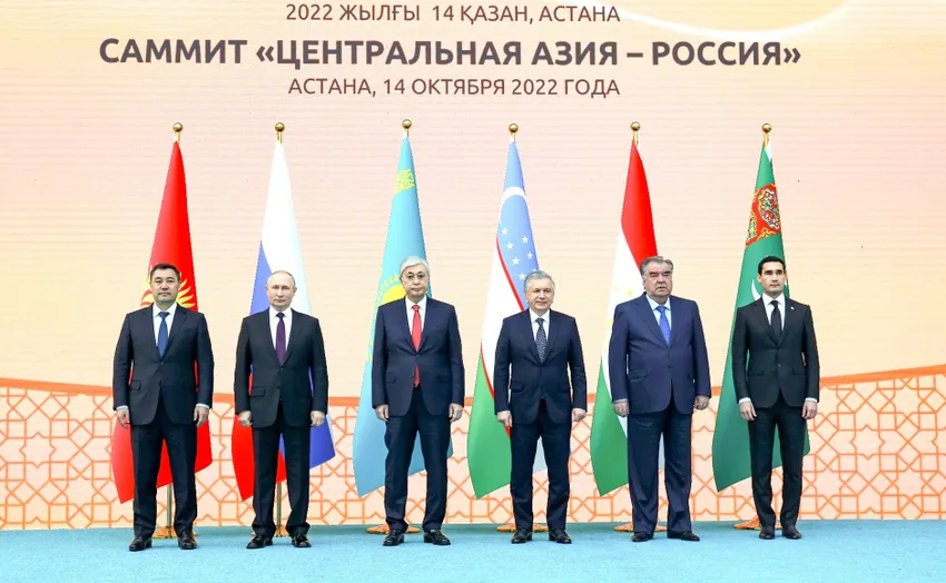 Lãnh đạo 6 nước tham dự Thượng đỉnh Nga-Trung Á lần đầu tiên hồi 2022. Ảnh: VĂN PHÒNG BÁO CHÍ TỔNG THỐNG KAZAKHSTAN Khu vực Trung Á