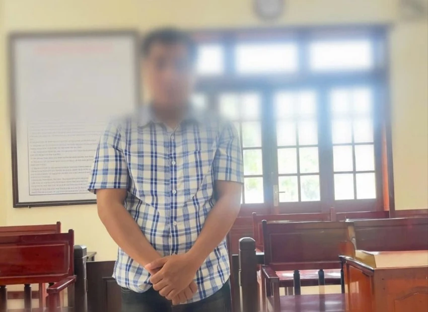 Bị cáo Đoàn Văn Vàng tại phiên tòa. Ảnh: CTV Trộm xe máy.jpg