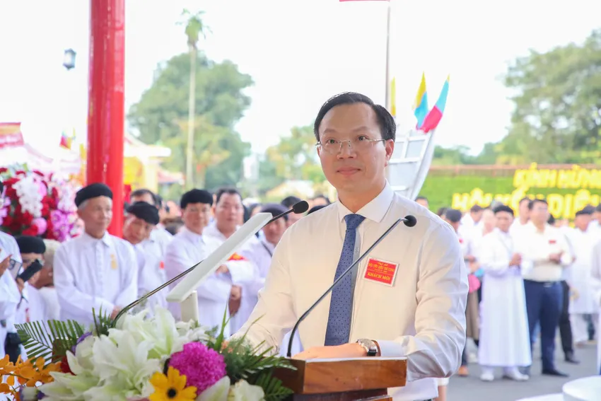 Ông Đoàn Trung Kiên, Phó Chủ tịch UBND tỉnh Tây Ninh phát biểu tại buổi lễ. Ảnh: GP 1000080157.jpg