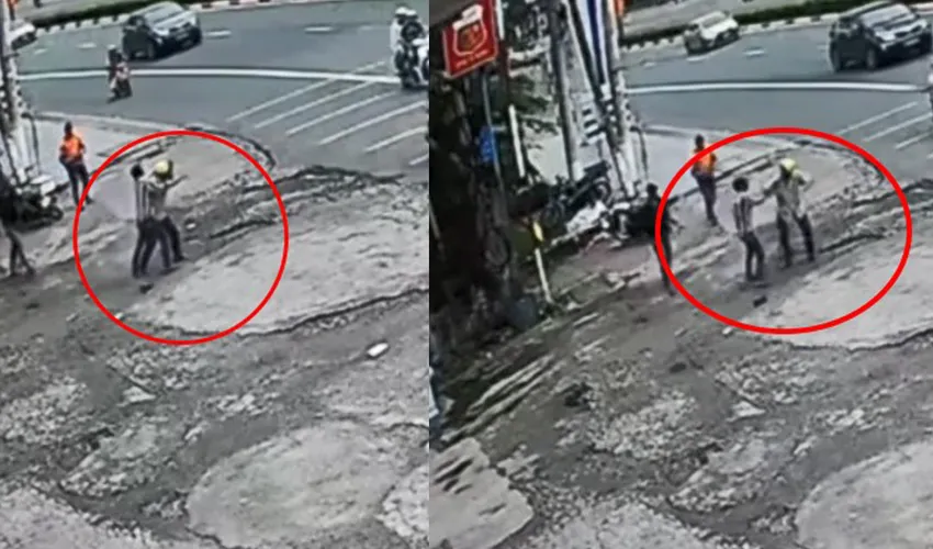 Vụ ẩu đả khiến người lái xe ba gác tử vong được camera an ninh ghi lại. xe ba gác.jpg