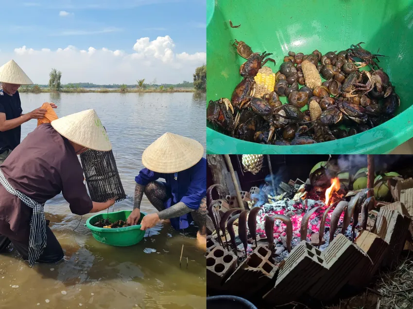 Sau thời gian vui chơi, trải nghiệm thoả thích ở đồng, du khách được thưởng thức những sản vật do chính mình săn được mua-nuoc-noi-du-lich-dong-thap-8.JPG