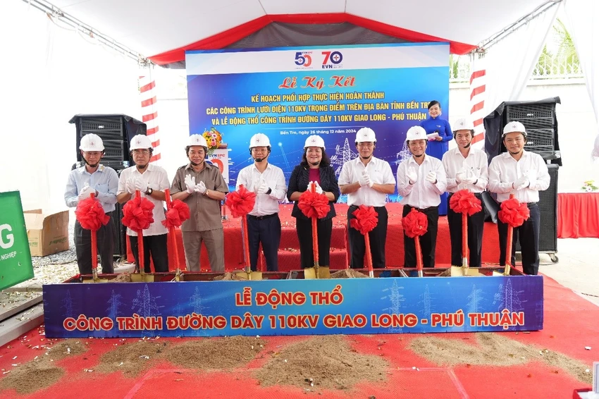 Lễ động thổ công trình Đường dây 110 kV Giao Long - Phú Thuận EVNSPC động thổ công trình đường dây 110kv Giao Long – Phú Thuận