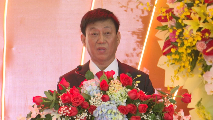 Ông Dương Minh Tú, Chủ tịch HĐTV kiêm Giám đốc công ty TNHH MTV Xổ số kiến thiết tỉnh Bà Rịa-Vũng Tàu phát biểu tại buổi lễ. Ảnh: KN Ong-Duong-Minh-Tu.jpg