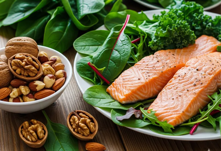 Nam giới nên ăn các loại hạt, cá hồi, rau lá xanh,... để cải thiện sức khỏe sinh sản. Nam giới nên ăn gì để cải thiện khả năng sinh sản?