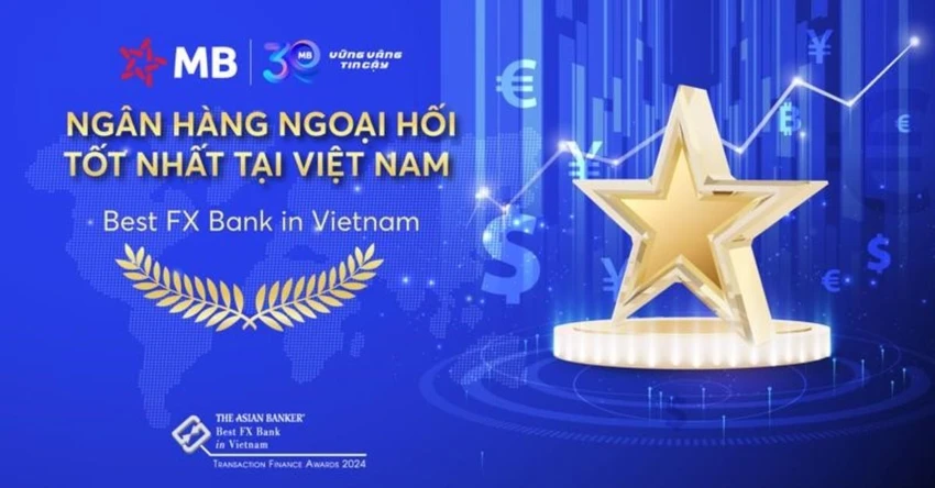 Đây là lần thứ ba MB được vinh danh là Ngân hàng Ngoại hối tốt nhất tại Việt Nam bởi The Asian Bankers. MB là Ngân hàng Ngoại hối tốt nhất tại Việt Nam, theo đánh giá của The Asian Bankers.jpg