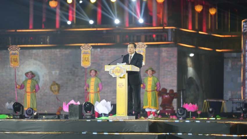 Chủ tịch Quốc hội Trần Thanh Mẫn phát biểu tại buổi lễ. Ảnh: N.HIẾU Chủ tịch quốc hội Trần Thanh Mẫn.jpg