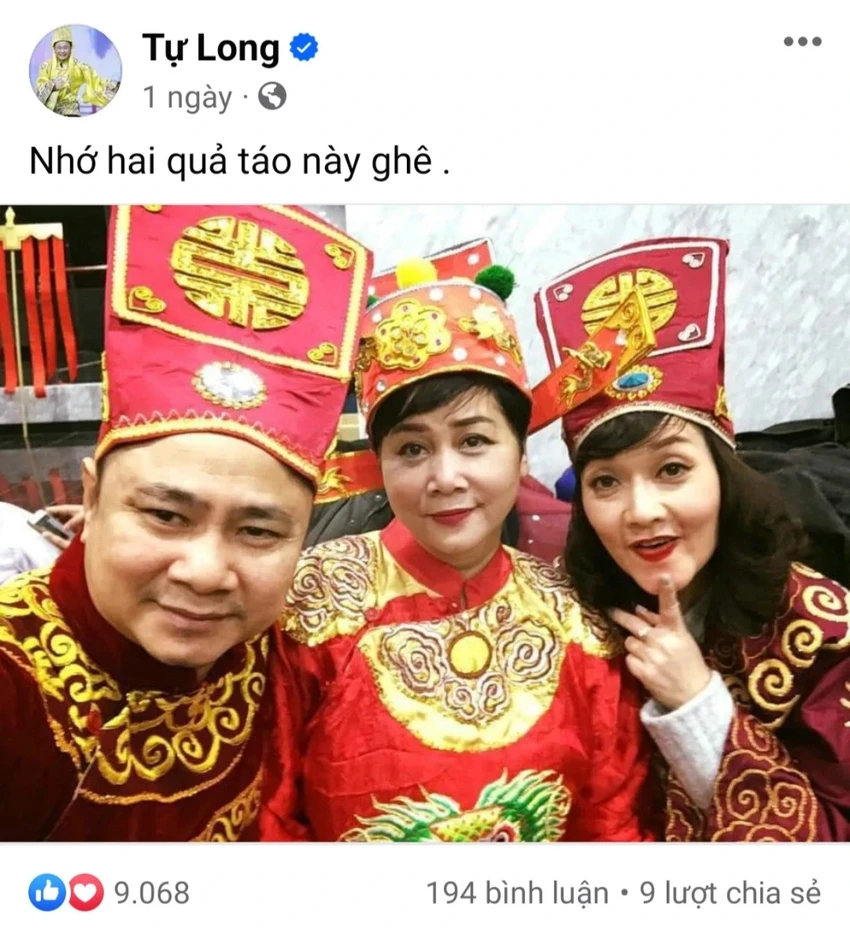 Mới đây, NSND Tự Long gây chú ý khi đăng ảnh 2 Táo Vân Dung và NSƯT Minh Hằng kèm dòng chú thích: "Nhớ 2 quả táo này ghê". tao-quan3.jpg