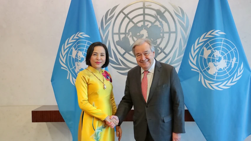 Phó Chủ tịch Quốc hội Nguyễn Thị Thanh gặp Tổng Thư ký Liên hợp quốc António Guterres - Ảnh: Bộ Ngoại giao Phó Chủ tịch Quốc hội Nguyễn Thị Thanh gặp Tổng Thư ký Liên hợp quốc và Chủ tịch Đại hội đồng Liên hợp quốc