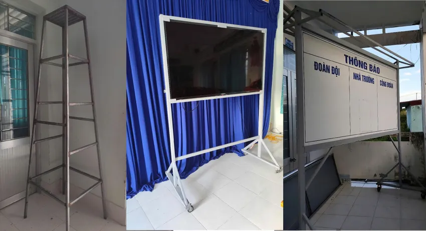 Một số vật dụng, thiết bị mà ông Tâm và một giáo viên khác tự tay làm đang được sử dụng trong trường. Ảnh: TV tình tiết giảm nhẹ