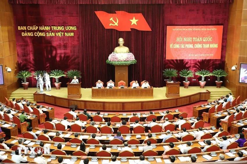 Tổng Bí thư Nguyễn Phú Trọng, Trưởng Ban Chỉ đạo Trung ương về phòng, chống tham nhũng chủ trì Hội nghị toàn quốc về công tác phòng, chống tham nhũng (Hà Nội, 25-6-2018). Ảnh: TTXVN tu-tuong-toan-dien-cua-tong-bi-thu-nguyen-phu-trong-trong-phong-chong-tham-nhung-tieu-cuc-3.jpg