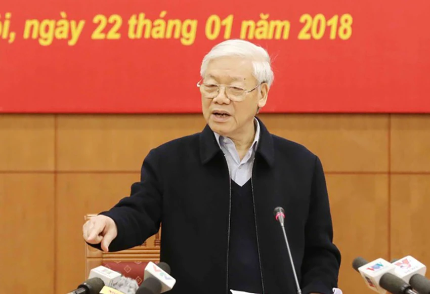 Tổng Bí thư Nguyễn Phú Trọng, Trưởng Ban Chỉ đạo Trung ương về phòng, chống tham nhũng chủ trì Phiên họp thứ 13 Ban Chỉ đạo Trung ương về phòng, chống tham nhũng (Hà Nội, 22-1-2018). Ảnh: TTXVN tu-tuong-toan-dien-cua-tong-bi-thu-nguyen-phu-trong-trong-phong-chong-tham-nhung-tieu-cuc.jpg