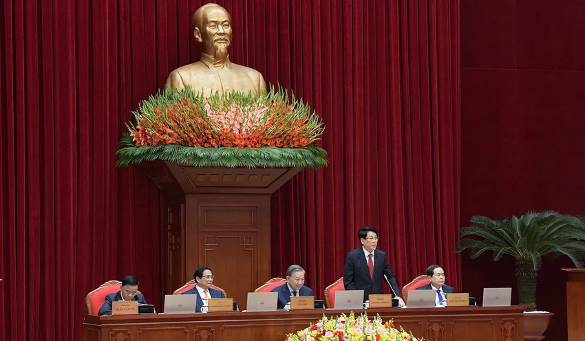 Chủ tịch nước Lương Cường phát biểu tại phiên khai mạc. Ảnh: VOV hoi-nghi-trung-uong-tong-bi-thu-to-lam-14.jpg