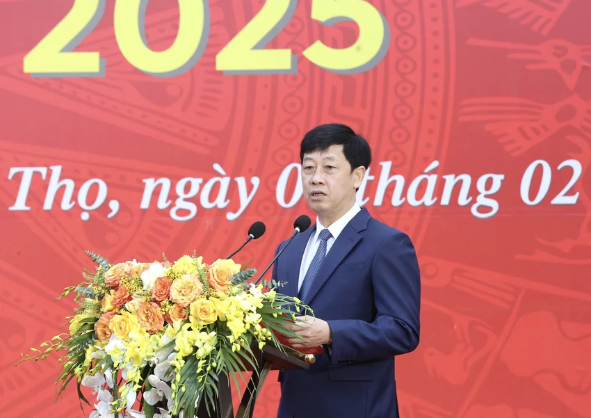 Ông Vũ Xuân Chường, Chủ tịch Hội Nhà báo tỉnh Phú Thọ. Ảnh: PV Khai mạc hội báo xuân Phú Thọ 4.jpg