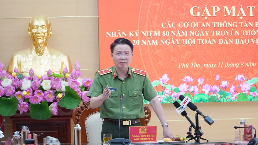 Thiếu tướng Nguyễn Minh Tuấn, Giám đốc Công an tỉnh Phú Thọ. Ảnh: XUÂN NGUYỄN Cả làng dừng sản xuất khi công an bắt một vụ làm thịt trâu gác bếp giả.jpg